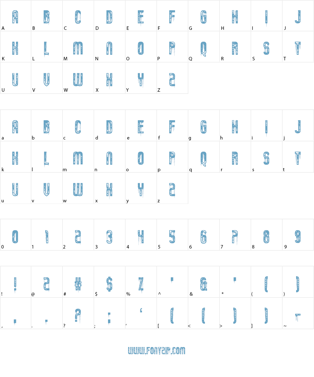 Tumbling Down Font Character